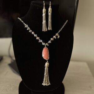 Chloe + Isabel Pink and Silver Teardrop Necklace